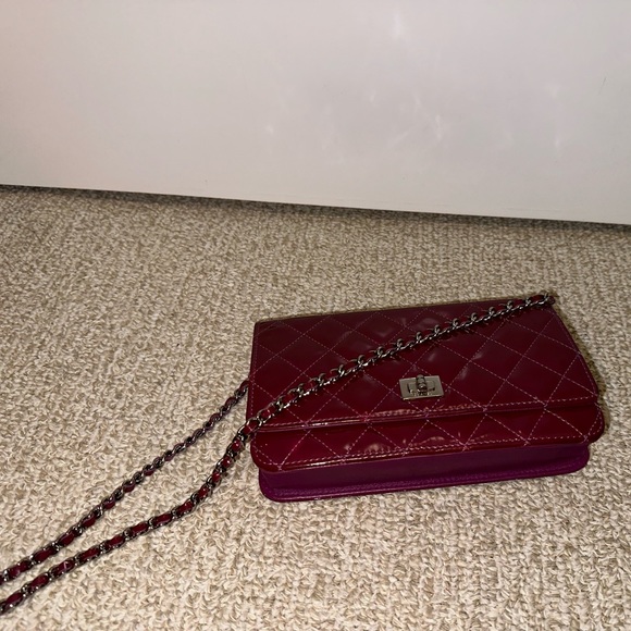 Chanel 2.55 Reissue WOC Burgundy Dark Red Leather Crossbody Bag Wallet on Chain - Picture 2 of 14